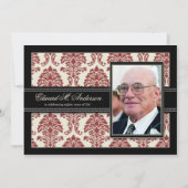 {TBA} Golden Years Damask Birthday Invite (rot) Einladung (Vorderseite)