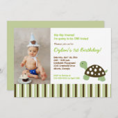 {TBA} Green Mod Dot Turtle Birthday Einladung 12x1 (Vorne/Hinten)