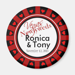 :::TBA::: Las Vegas Newlyweds Casino Chip Gefallen Magnet