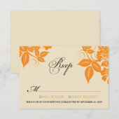 {TBA} Orange/Black Modern Floral RSVP Card Karte (Vorne/Hinten)