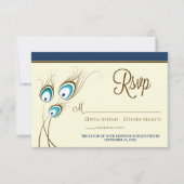 {TBA} Peacock Feathers RSVP Card (Marine) (Vorderseite)