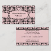 TBA - Rosa und schwarze Damast-Visitenkarte Visitenkarte (Vorne/Hinten)