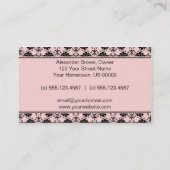 TBA - Rosa und schwarze Damast-Visitenkarte Visitenkarte (Rückseite)