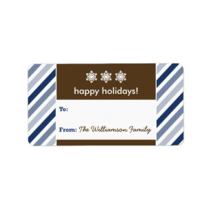{TBA} Snowflake Ribbon Holiday Gift Tag (Marine) Adressaufkleber