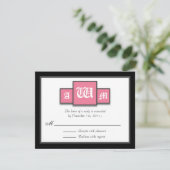 {TBA} Tri-Monogram, Pink Modern Reply / RSVP Cards Karte (Stehend Vorderseite)
