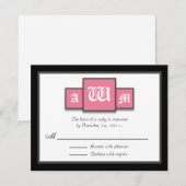 {TBA} Tri-Monogram, Pink Modern Reply / RSVP Cards Karte (Vorne/Hinten)