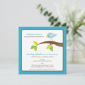 {TBA} Tweet Tweet Baby Shower Invitation (aqua) Einladung (Stehend Vorderseite)