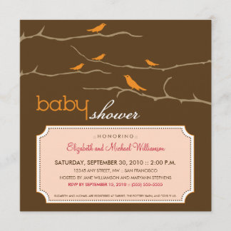 {TBA} Tweet!Tweet! Babydusche Invite (orange) Einladung