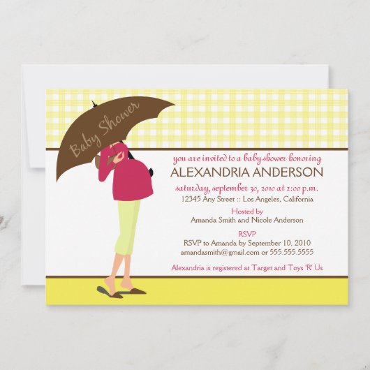 {TBA} Umbrella Mommy Baby Shower Invite (gelb) Einladung (Vorderseite)