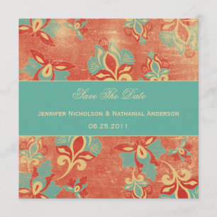 TBA - Vintage Aqua und Tangerine Save The Date