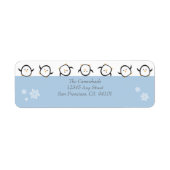 {TBA} Whimsical Penguins Address Labels (blau) (Vorne)