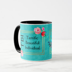 TBI Wunderschönes, individuelles Rosa Floral Tasse
