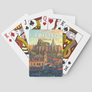 Tbilisi Georgien Illustration Reise Kunst Vintage Spielkarten