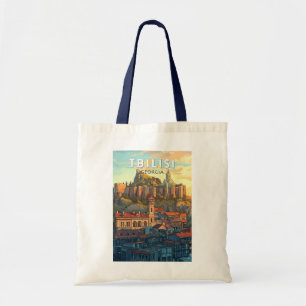 Tbilisi Georgien Illustration Reise Kunst Vintage Tragetasche