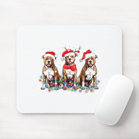 Tbull Dog Christmas Lights Cute Pet Matching Famil Mousepad (Mit Mouse)