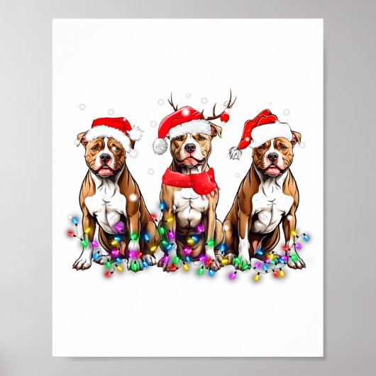 Tbull Dog Christmas Lights Cute Pet Matching Famil Poster (Vorne)