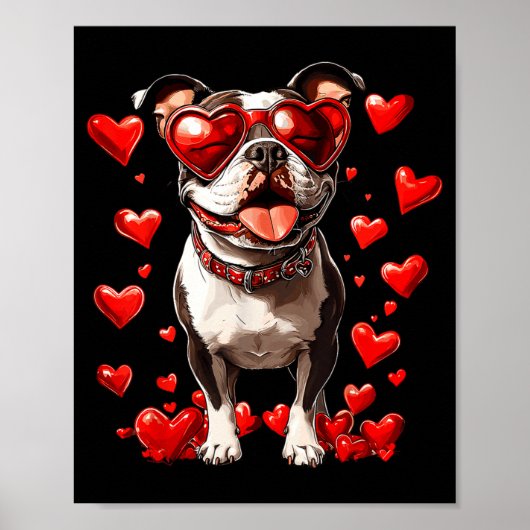 Tbull Heart Gles Cute Ttie Valentines Day Dog Love Poster (Vorne)