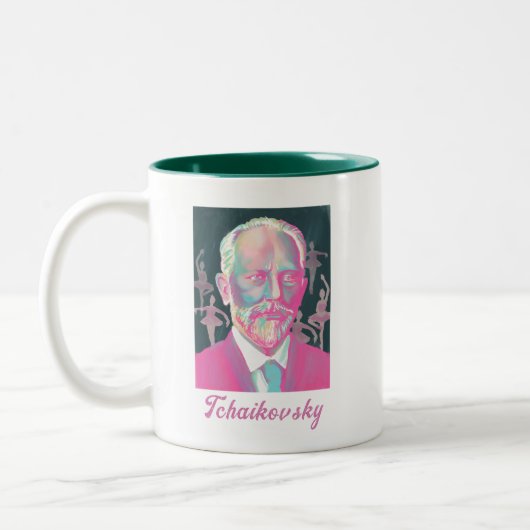 Tchaikovsky Colorful Portrait Quote Zweifarbige Tasse (Links)