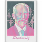 Tchaikovsky Colorful Portrait with Ballet Dancers Aufkleber (Vorderseite)