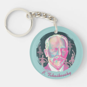 Tchaikovsky Farbportrait Zitat Schlüsselanhänger
