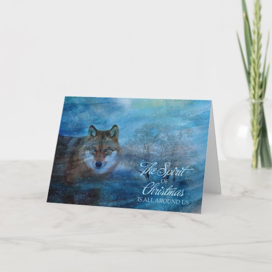 TCWC - Blaues Wolf-Weihnachten Feiertagskarte (Vorderseite)