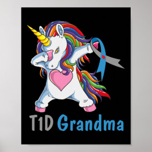 TD1 Oma Dabbing Unicorn Typ 1 Diabetes Awaren Poster
