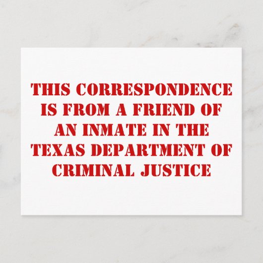 TDCJ-Freund Postkarte (Vorderseite)