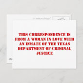 TDCJ-Korrespondenz #1 Postkarte (Vorne/Hinten)