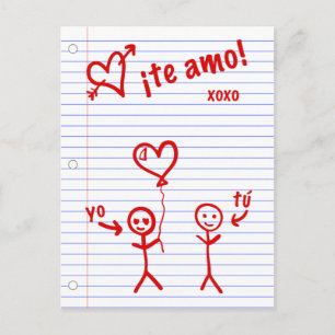 te amo Notizbuchpapier Skizzen Postkarte