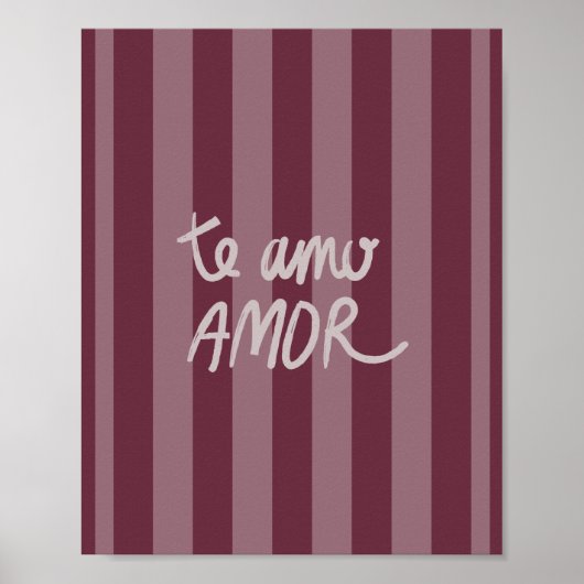 Te Amo Poster bordeauxrosa (Vorne)