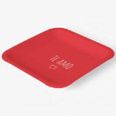'Te Amo' Romantic Red White Valentine's Day Pappteller (Gewinkelt)