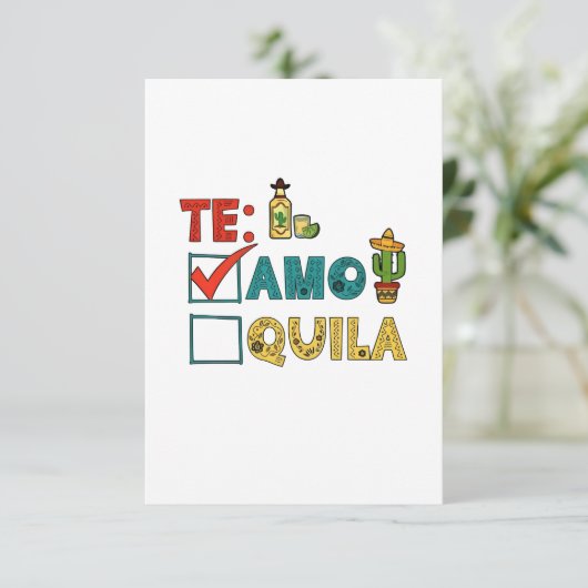 Te Amo Tequila Cinco De Mayo Funny Dankeskarte (Stehend Vorderseite)