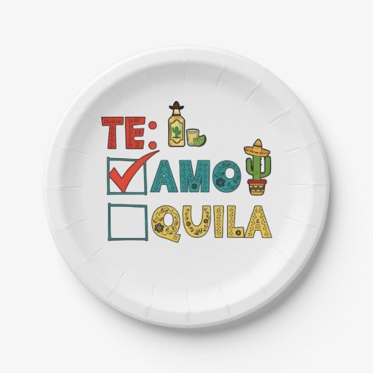 Te Amo Tequila Cinco De Mayo Funny Pappteller (Vorderseite)