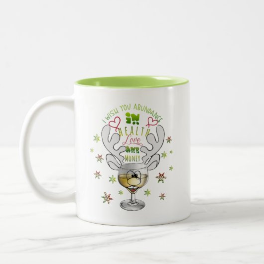 Te deseo abundancia en salud amor y dinero zweifarbige tasse (Links)