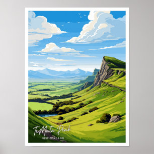 Te Mata Peak Neuseeland Reiseillustration Poster