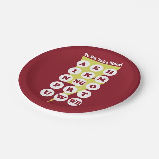 Te Pu Taka Maori Maori Alphabet Pappteller (Schrägansicht)