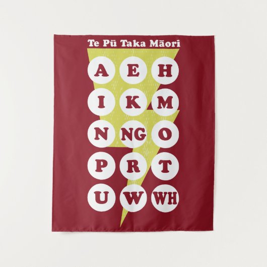Te Pu Taka Maori Maori Alphabet Wandteppich (Vorderseite)