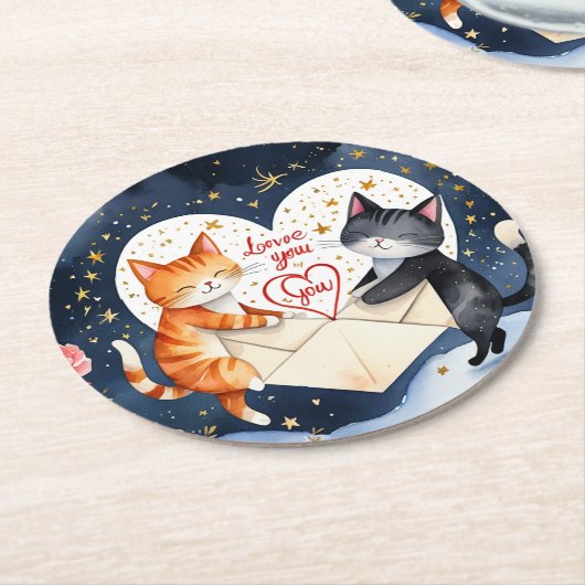 Te quiero runder pappuntersetzer (Angewinkelt)