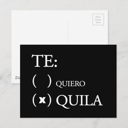 Te Quiero Tequila Postkarte (Vorne/Hinten)