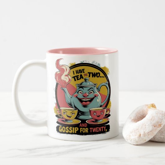 Tea and Gossip Zweifarbige Tasse (Mit Donut)