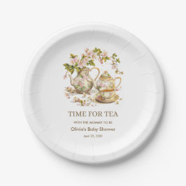 Tea-Baby-Dusche mit floraler Teekanne Pappteller