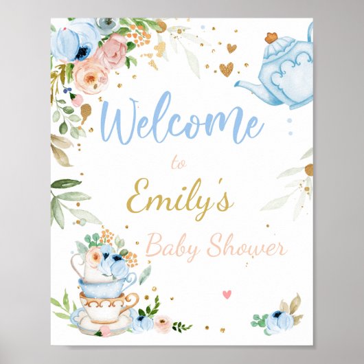 Tea Baby Shower Baby Braue Begrüßungszeichen Poster (Vorne)