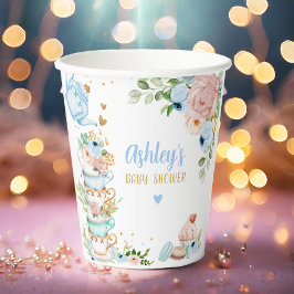 Tea Baby Shower Blue Flower Girl Baby wird brauen Pappbecher