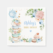 Tea Baby Shower Blue Flower Girl Baby wird brauen Serviette (Vorderseite)