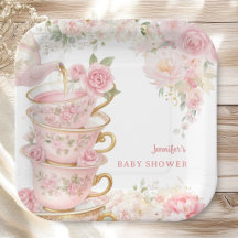Tea-Baby-Shower-Mädchen-Teeparty-Blühen-Blumenrosa