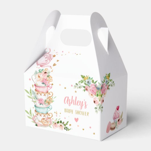 Tea Baby Shower Pink Flower Girl Baby wird brauen Geschenkschachtel (Vorderseite)