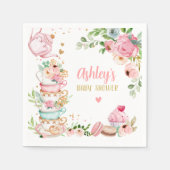 Tea Baby Shower Pink Flower Girl Baby wird brauen Serviette (Vorderseite)