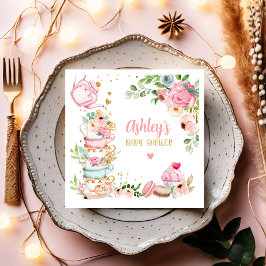 Tea Baby Shower Pink Flower Girl Baby wird brauen Serviette