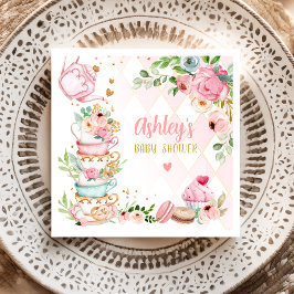 Tea Baby Shower Pink Flower Girl Baby wird brauen Serviette