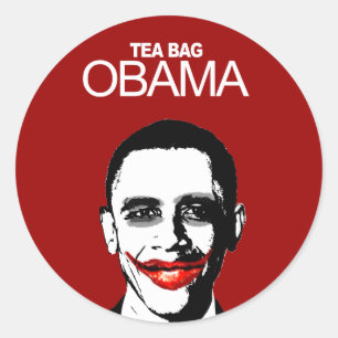 TEA BAG OBAMA RUNDER AUFKLEBER